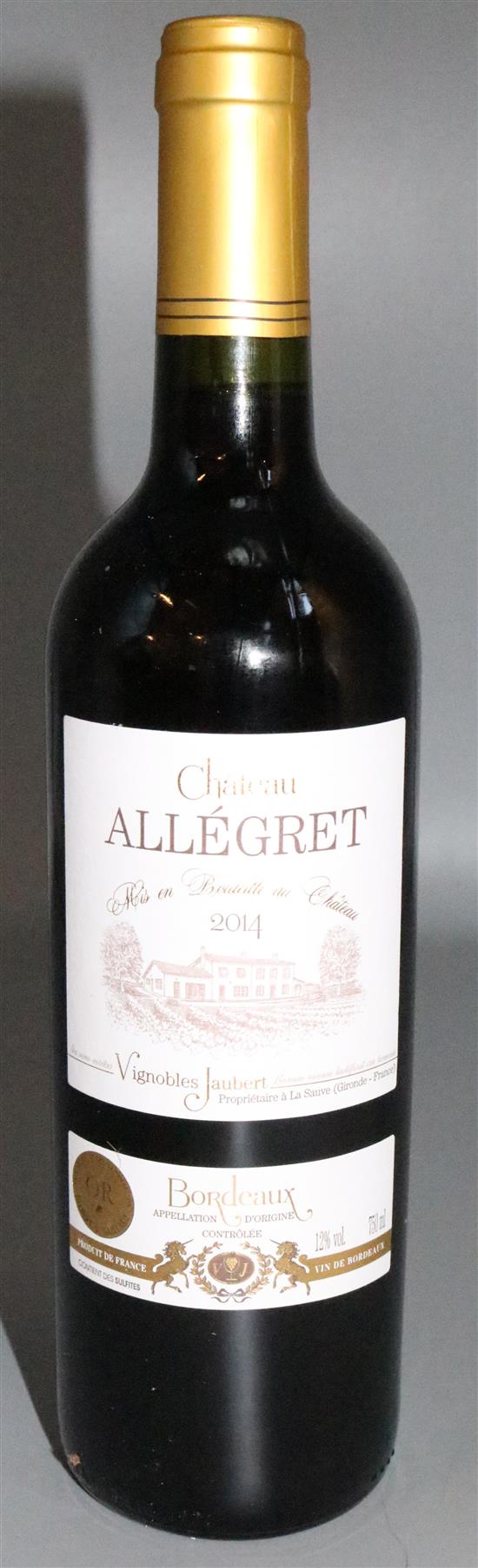 12 bottles of Chateau Allegret 2014 Gold Medal red wine